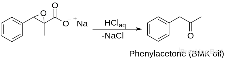Phenylacetone (P2P) from BMK Glycidic Acid (Sodium Salt)